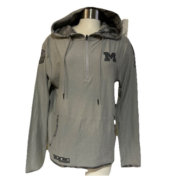 NEW Michigan Wolverines Colosseum OHT Gray Hooded 1/4 Zip LS Shirt Women's M - Picture 1 of 10